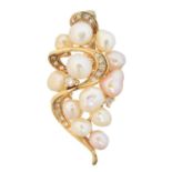 A cultured pearl and diamond pendant,