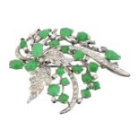 A jade and diamond brooch,