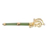 A nephrite and split pearl brooch,
