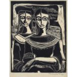 Tadeusz Was (Polish 1912-2005) Two female figures