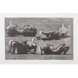Henry Moore O.M., C.H., F.B.A. (British 1898-1986) "Four Reclining Figures with Architectural Backgr