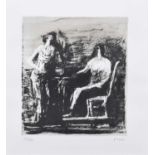 Henry Moore O.M., C.H., F.B.A. (British 1898-1986) "Two Figures at a Table"