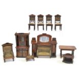 Collection of late victorian dolls house furniture
