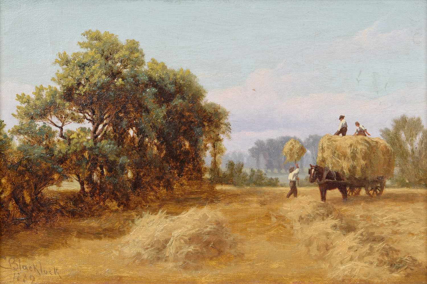 Charles Blacklock (British 19th century) "Evening in the Hayfield"