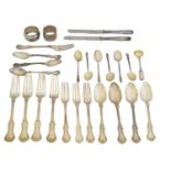 A selection of silver and plated flatware,