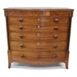 William IV mahogany bow front chest of drawers