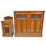 Victorian burr oak side cupboard