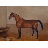 English School (19th/ 20th century) Portrait of a chestnut horse in a stable