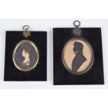 English School (19th century) A portrait miniature and a silhouette