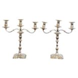 A pair of Elizabeth II silver candelabra,
