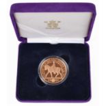 2002 Royal Mint, Gold Proof Five Pounds (Crown), Golden Jubilee commemorative.