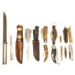 Collection of fifteen pocket and pen knives