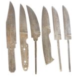 Six Damascus steel knife blades