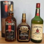 3 bottles mixed older Scotch and Irish Whiskies