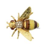 An 18ct gold gem-set bug brooch,