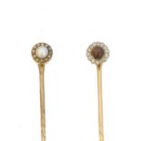 Two pearl and diamond stickpins,