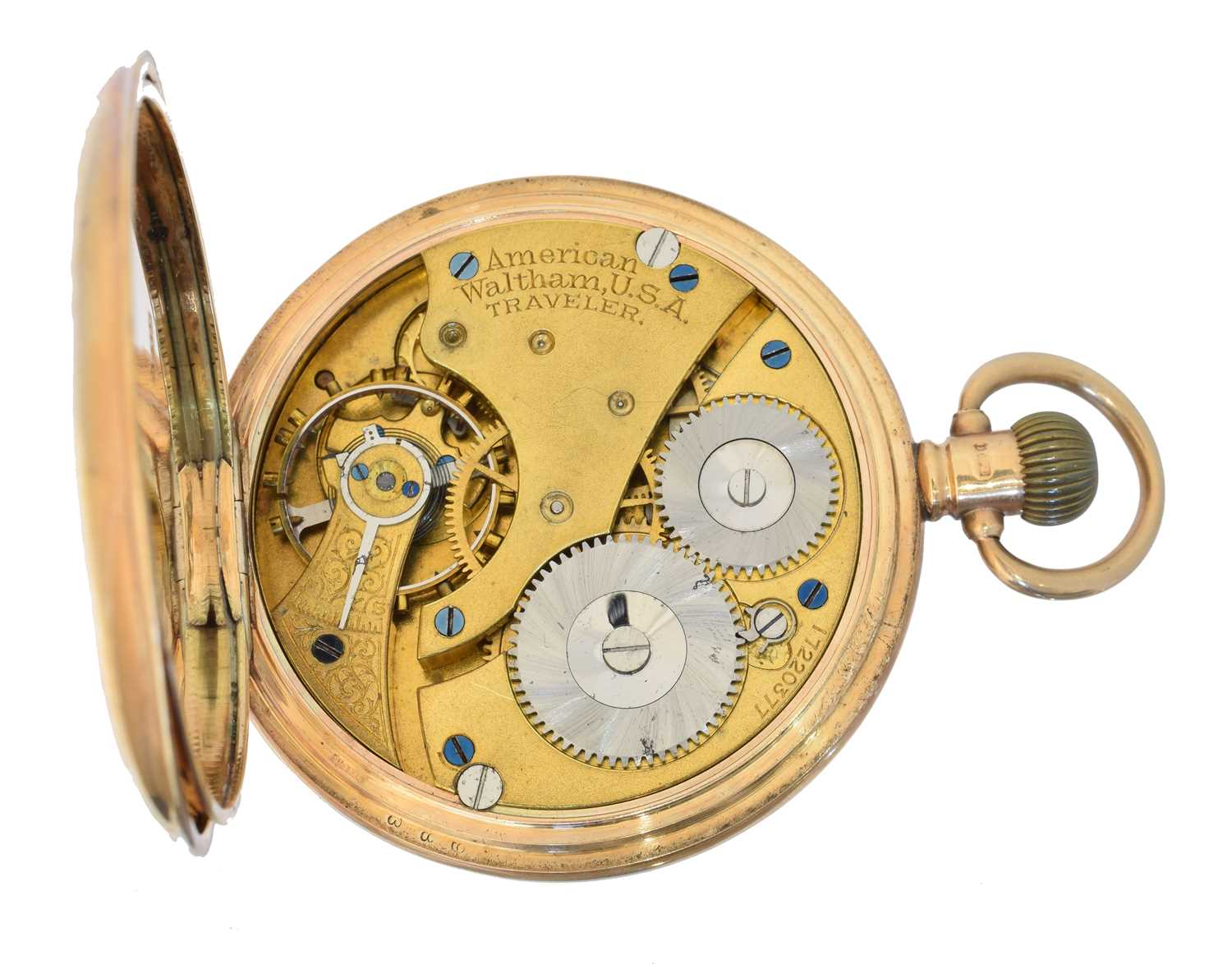 A 9ct gold half hunter pocket watch by Waltham, - Image 3 of 3