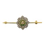 A 9ct gold enamel and diamond sweetheart brooch by Garrard,