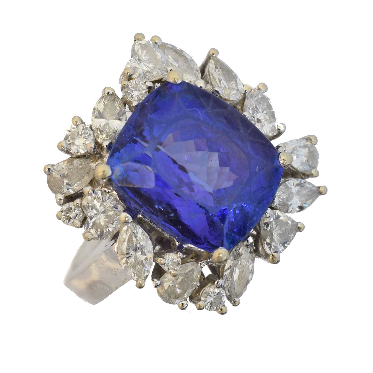 An 18ct gold tanzanite and diamond cluster ring, - Image 2 of 2