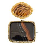 Two agate brooches,