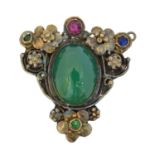 An Arts & Crafts style gem-set brooch,