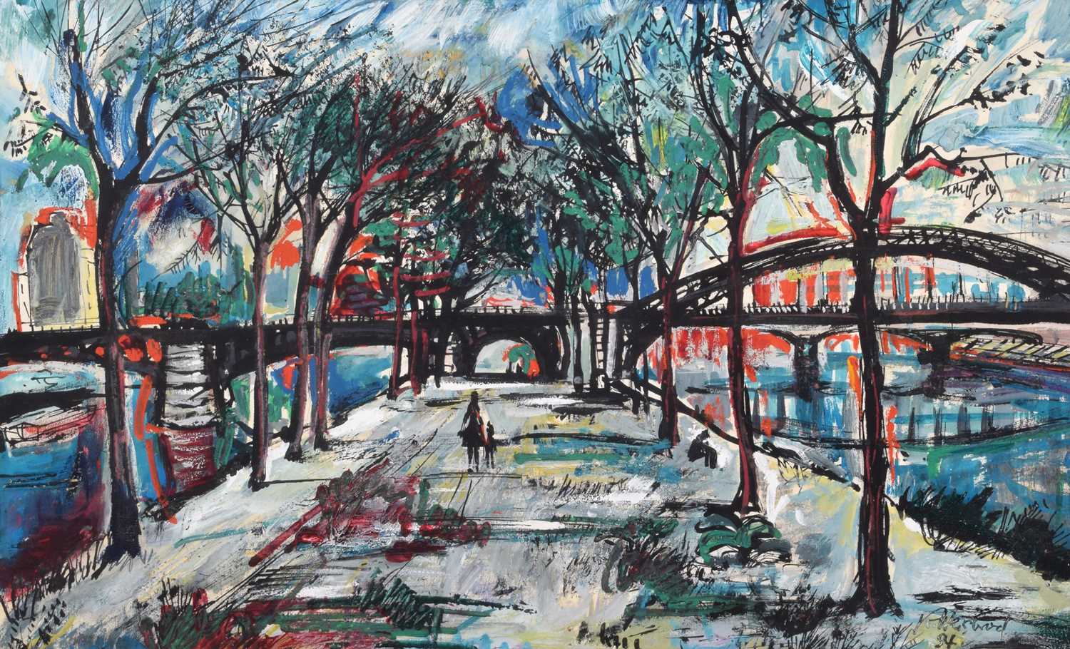 Richard Weisbrod (British 1906-1991) "Pont de Grenelle, Paris"