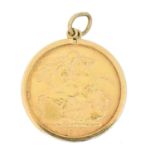 A Victorian sovereign pendant,