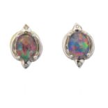 A pair of opal triplet earrings,