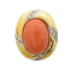 An 18ct gold coral and diamond single earring,