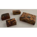 Four various tortoiseshell boxes, all af