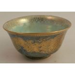 A Wedgwood Byerley bowl, decorated with celestial dragons on a green lustre ground, and with a