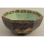 A Wedgwood octagonal lustre bowl, decorated with flying humming birds and flying geese ornament,