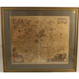 An Antique framed map of Worcestershire, by Jansson, 17.5ins x 21ins