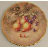 A Royal Worcester plate, with a gadroon border decorated with hand painted fruit by Freeman,