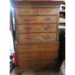 A 19th century Chippendale style chest on chest, the upper section having two short drawers over