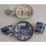 A Newhall trio set, comprising a saucer, coffee can and tea bowl, decorated with a transfer print of