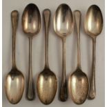A set of six silver dessert spoons, Birmingham 1926, maker Elkington and Company, weight 13oz