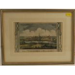 Framed view of city of Worcester, 5.5ins x 9ins