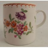 An 18th century bow coffee can, painted in colours with European style flowers, height approx 2.