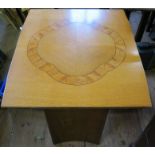 An Art Deco style drawer leaf table, with inlaid decoration to the top, 36ins x 32ins closed, height