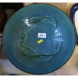 A 20th century bowl, with green glaze, diameter 11.5ins