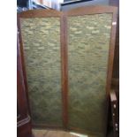 An oak four fold screen, maximum width 96ins, height 72.5ins - various tears to fabric