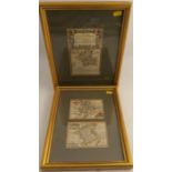 Two framed road maps, Bristol to Worcester, together with a map of Warwickshire and