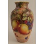 A Royal Worcester vase, decorated with hand painted fruit by Freeman, shape number 2227, height 7.
