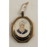 A 19th century Friendly Society or Masonic miniature, of a man in Turkish style headdress, bearing