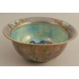 A Wedgwood K'Ang Hsi lustre bowl, decorated with rain dragons on a green lustre ground, the interior