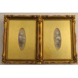 A pair of Royal Worcester plaques, painted with swans and lily pads on a lake, signed Jas Stinton,
