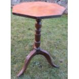 A 19th century primitive oak country-made occasional table, the octagonal top raised on a turned