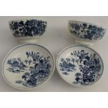 An 18th century Worcester blue and white tea bowl, from the Rous Lench collection, together with two