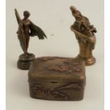 Two Art Nouveau style seals, one of a winged goddess, another of a child on a sledge, heights
